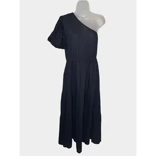 Photo of FRNCH PARIS Black One Shoulder Eyelet Puff Sleeve Cotton Midi Maxi Dress Size M