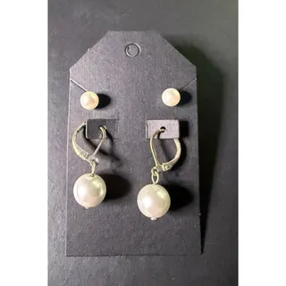 Photo of NWOT Faux Pearl Earrings Set of 2 Studs & Dangle Drops