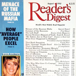 Photo of Reader's Digest August 1992 Magazine Menace of the Russian Mafia Vintage