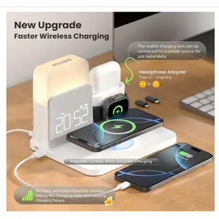 Photo of Alarm Clock Wireless Charger, 7in1, MagSafe NightLight, iPhoneProMaxWatchAirPods