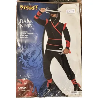 Photo of Spirit Halloween Dark Ninja Costume Child Small 4-6 Jumpsuit Mask Sais