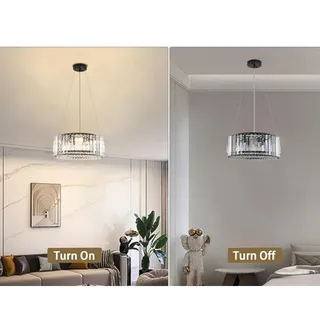 Photo of Crystal Chandelier 5-Lights Drum Pendant Round Chandelier D 15.75" x H 6.3"