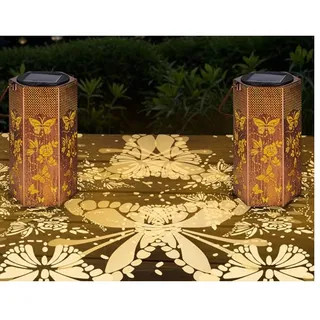 Photo of 2 Pack Butterfly Solar Lanterns Outdoor Waterproof Hanging