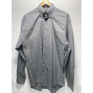Photo of Nordstrom Long Sleeve Button Shirt Gray Blue Relaxed Classic Men's 16-37 Large