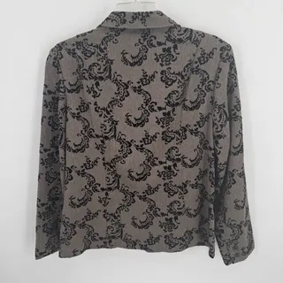 Photo of N Touch Women's 12 Blazer Brown Black Flocked Damask Herringbone Career Jacket