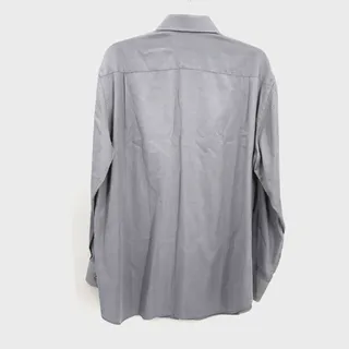 Photo of Armani Collezioni Dress Shirt Men Large 16.5 Gray Blue Stripe Cotton Long Sleeve