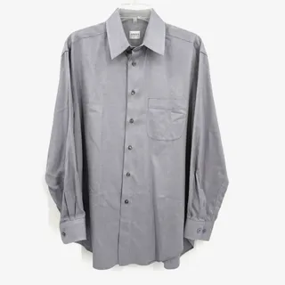 Photo of Armani Collezioni Dress Shirt Men Large 16.5 Gray Blue Stripe Cotton Long Sleeve