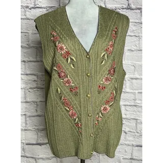 Photo of Vintage Koret Grandma Chic Embroidered Ribbon Applique Floral Vest