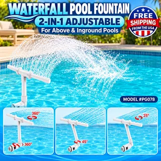 Photo of Waterfall Pool Fountain for Above and Inground Pools 2-in-1 Adjustable #PG078