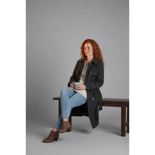 Photo of New York & Company Womens XL Charcoal Gray Belted Long Coat Wide Collar Lined

