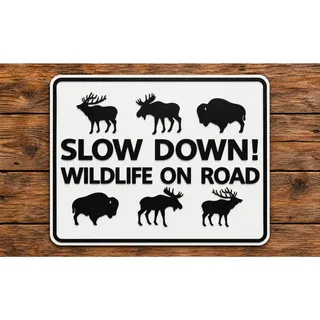 Photo of Grand Teton National Park Slow Down Wildlife On Road Sign Wyoming Hike Forest