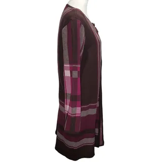 Photo of Kasper Jewel Tone Plaid Longline Cardigan Sz M Open Front Corporate Chic Preppy