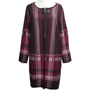 Photo of Kasper Jewel Tone Plaid Longline Cardigan Sz M Open Front Corporate Chic Preppy