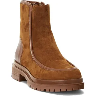 Photo of Lauren Ralph Lauren Colbie Whiskey Brown Leather Suede Ankle Boots Size 9B