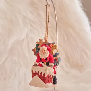 Photo of Vintage Style Santa Claus Chimney Christmas Ornament 3D Resin Holiday Decoration