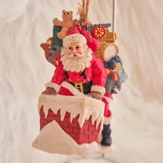 Photo of Vintage Style Santa Claus Chimney Christmas Ornament 3D Resin Holiday Decoration