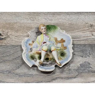 Photo of Chase Japan Hand Painted Bisque Porcelain 3D Horse Rider Wall Hanging 5.5"