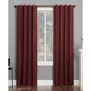 Photo of Sun Zero Cyrus 100% Blackout Back Tab Curtain Panel 40x84 Wine Thermal Single