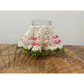 Photo of Vintage Handmade Cottagecore/Shabby Chic/Farmhouse Crochet Jar/Candlewrap Cozy