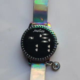 Photo of Justice Girls Watch Black Dial Multicolor Case Holographic Strap Digital Quartz