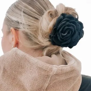 Photo of Blooming Rose Hair Claw Clip | Black | Strong Hold