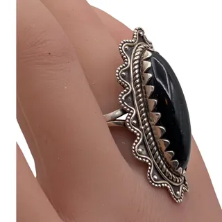 Photo of Vintage 925 Sterling Silver Black Onyx Southwest Ring 10.94g