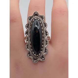 Photo of Vintage 925 Sterling Silver Black Onyx Southwest Ring 10.94g