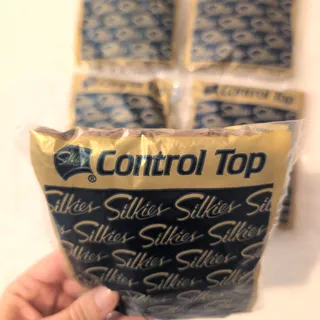 Photo of Silkies NewInPackage Vtg 90s Lot (5) ControlTop Pantyhose Women's L Ivory/Beige 