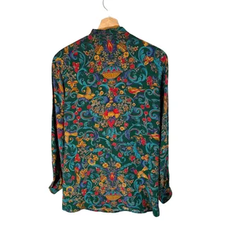 Photo of Carlisle VTG Women's 4 Green Mulitcolored Floral 100% Silk L/S Blouse Shacket