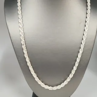 Photo of Heavy solid 925 Sterling Silver Byzantine Rope Chain Necklace 24" 4.9mm 66g