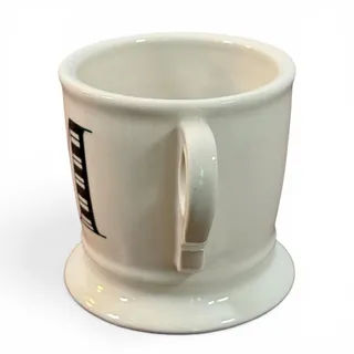 Photo of Anthropologie White Black Striped Initial M Monogrammed Ceramic Coffee Cup Mug 