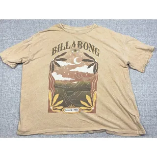 Photo of Billabong Shirt Womens Large Tan Celestial Moon Eye Graphic Boxy Boho Surf Tee