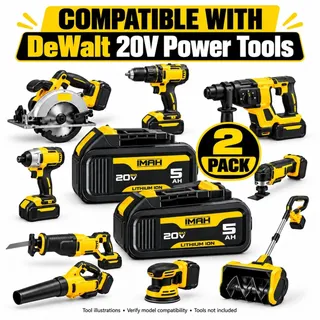 Photo of 2x For DeWalt 20V 20 Volt Max 5.0AH Lithium lon Battery DCB206 DCB205 DCB204 New