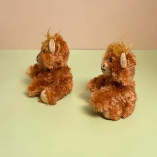 Photo of Pair of Adorable Brown Highland Cow Mini Plushies