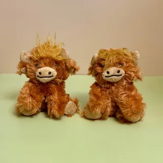 Photo of Pair of Adorable Brown Highland Cow Mini Plushies