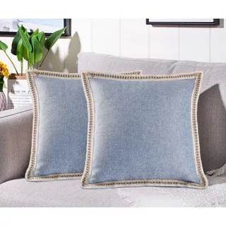 Photo of HIG Claire Blue 18"x18" Farmhouse-style Decorative Throw Pillow Cover