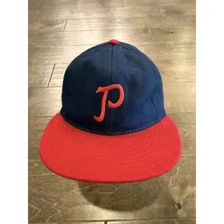 Photo of Ebbets Field Navy Red Portland Beavers 1957 Wool Fitted Hat 7 3/8 Made In USA