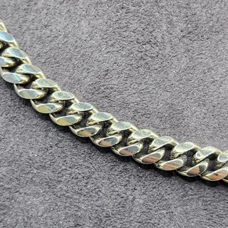Photo of Solid Sterling Silver 925 Light Gold-Plated Curb Link Chain Necklace - 63.8g