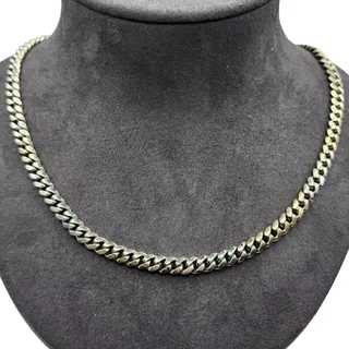 Photo of Solid Sterling Silver 925 Light Gold-Plated Curb Link Chain Necklace - 63.8g