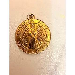 Photo of Vintage Guardian Angel Watch Over Me Gold Tone Pendant