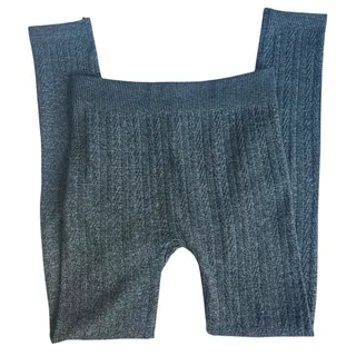 Photo of Connection 18 SIZE 1X Patterned Textured Seamless Fleece Lined Mid Rise Leggings