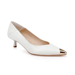 Photo of L'Agence Garlan Kitten Heel Pump Pearl 6.5 NWT Quiet Luxury Preppy Parisian Chic