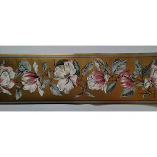 Photo of York Wallpaper Border 6.75" Gold - Green - Pink/White Flowers - Branches 5 yds