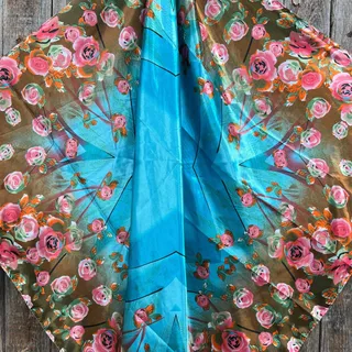 Photo of Blue & Pink Roses Western Wild Rag Scarf