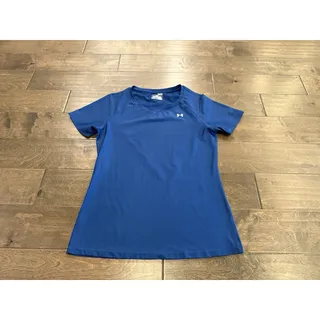 Photo of Under Armour Womens Blue Fitted HeatGear Short Sleeve T-Shirt Size M Medium