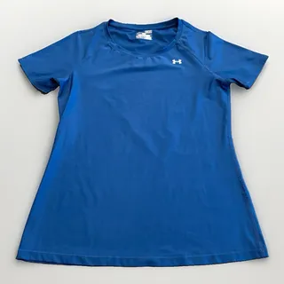 Photo of Under Armour Womens Blue Fitted HeatGear Short Sleeve T-Shirt Size M Medium