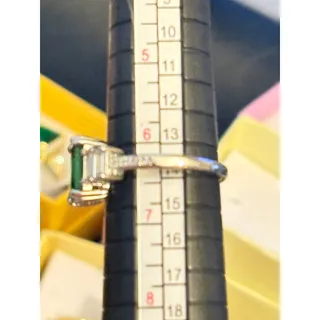Photo of NIB Green Stone Silver Tone Ring Size 6.25