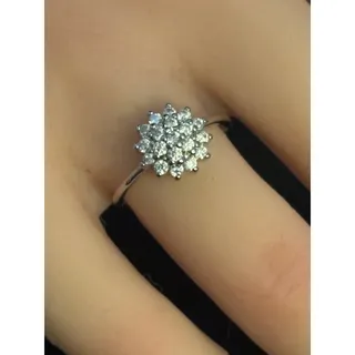 Photo of NIB Silver Tone Faux Diamond Ring Size 5.5