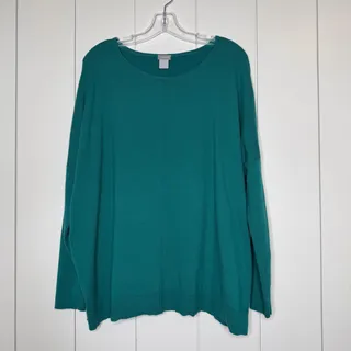 Photo of Chico’s Teal Cotton Cashmere Blend Knit Top Women’s 3 XL