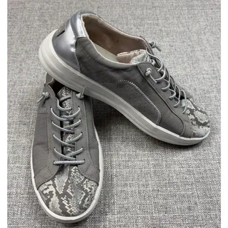 Photo of Hey Dude Karina Silver Python Shoes Womens Size 10 Gray Slip On Sneakers
